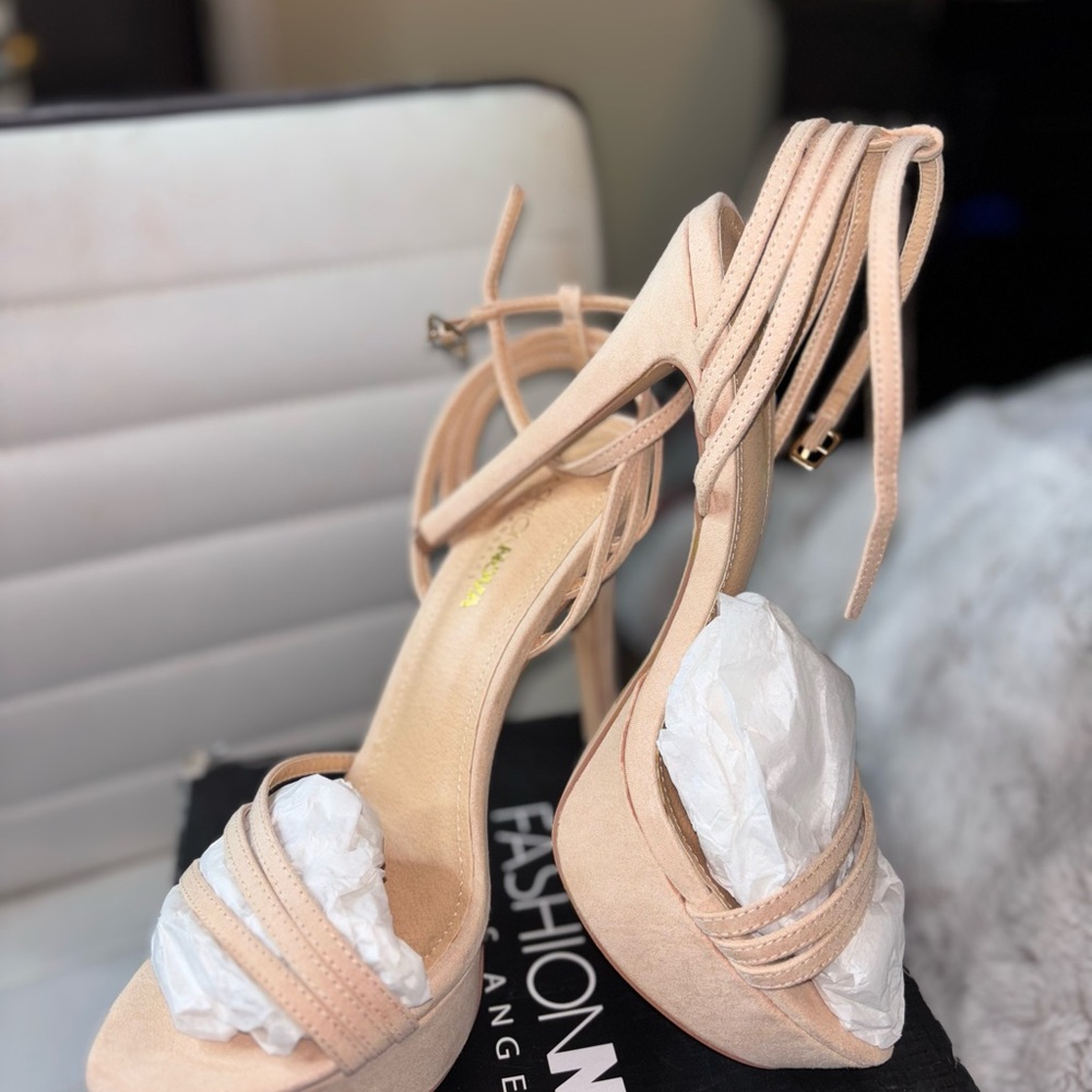 Fashion Nova Blush Strappy Heels